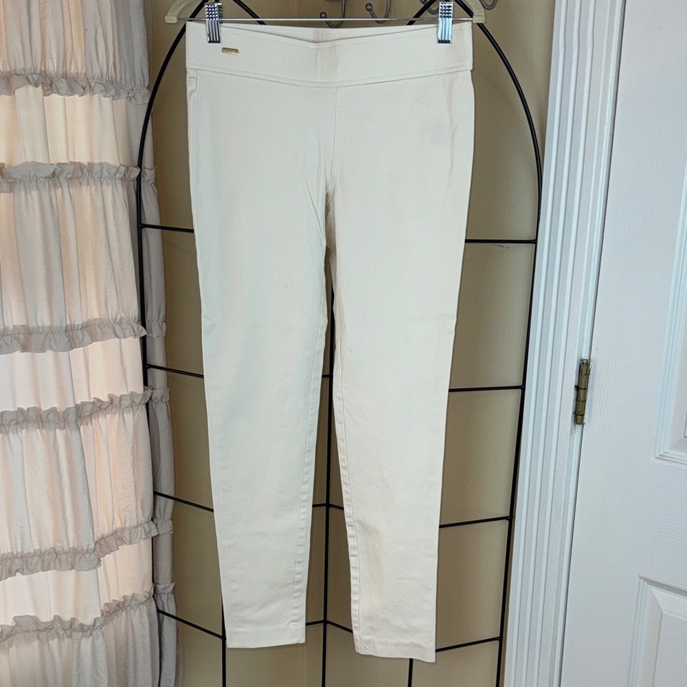 LRL RALPH LAUREN Ivory Cream Wide Band Slimming Leggings Stretch Jeans Pants 4